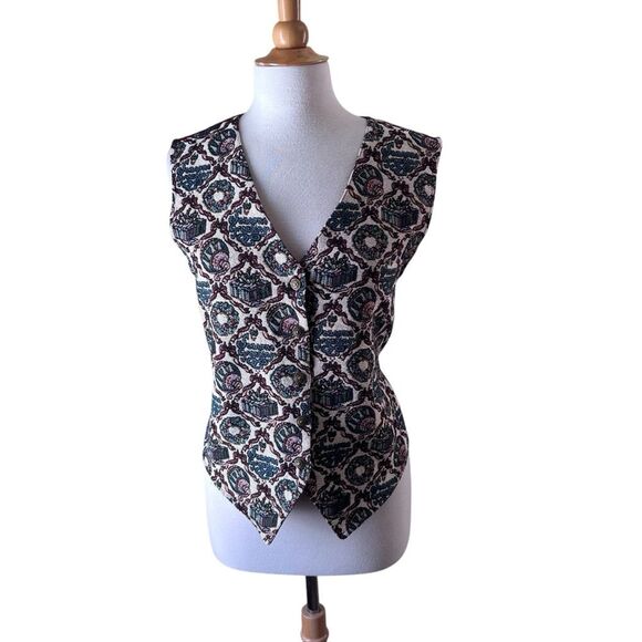 Vintage Bobbie Brooks Christmas Brocade 1990s Vest - Large - Picture 10 of 10